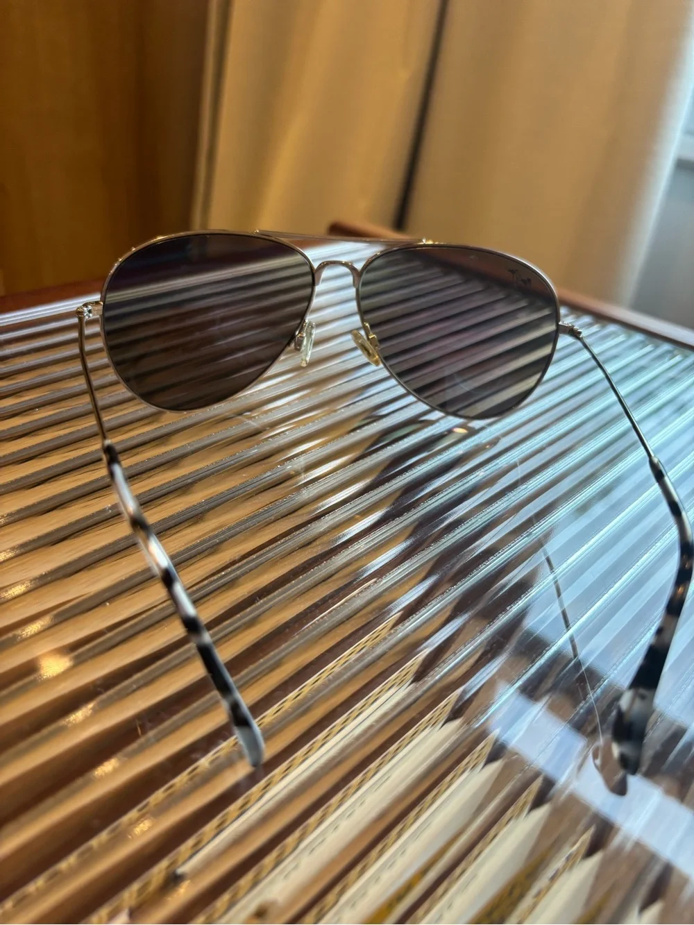Maui Jim Aviator Sunglasses with Green-Blue Mirrored Lenses